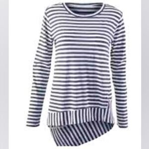 Cabi Bengal Striped Asymmetric Long Sleeved Tee, #256 Small
